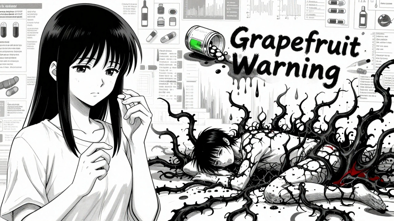 Split scene: peaceful CBD use vs. medical collapse, with black vines symbolizing liver failure and bleeding.