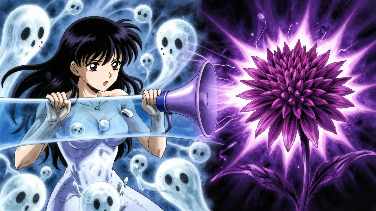 Conceptual art of immune cells being awakened by herbal energy against a medical barrier